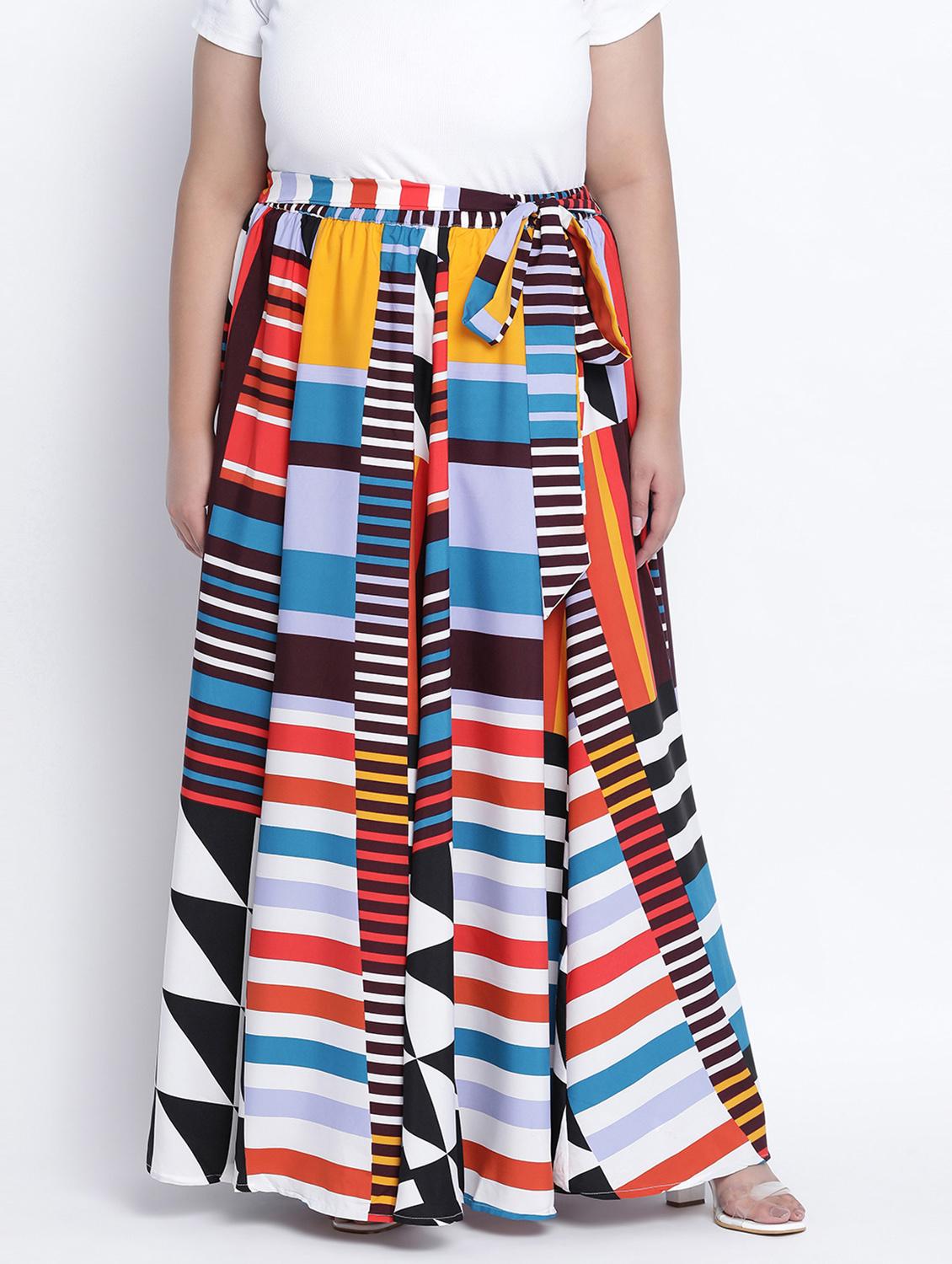 tie front printed a-line skirt - 18013241 - Zoom Image - 1