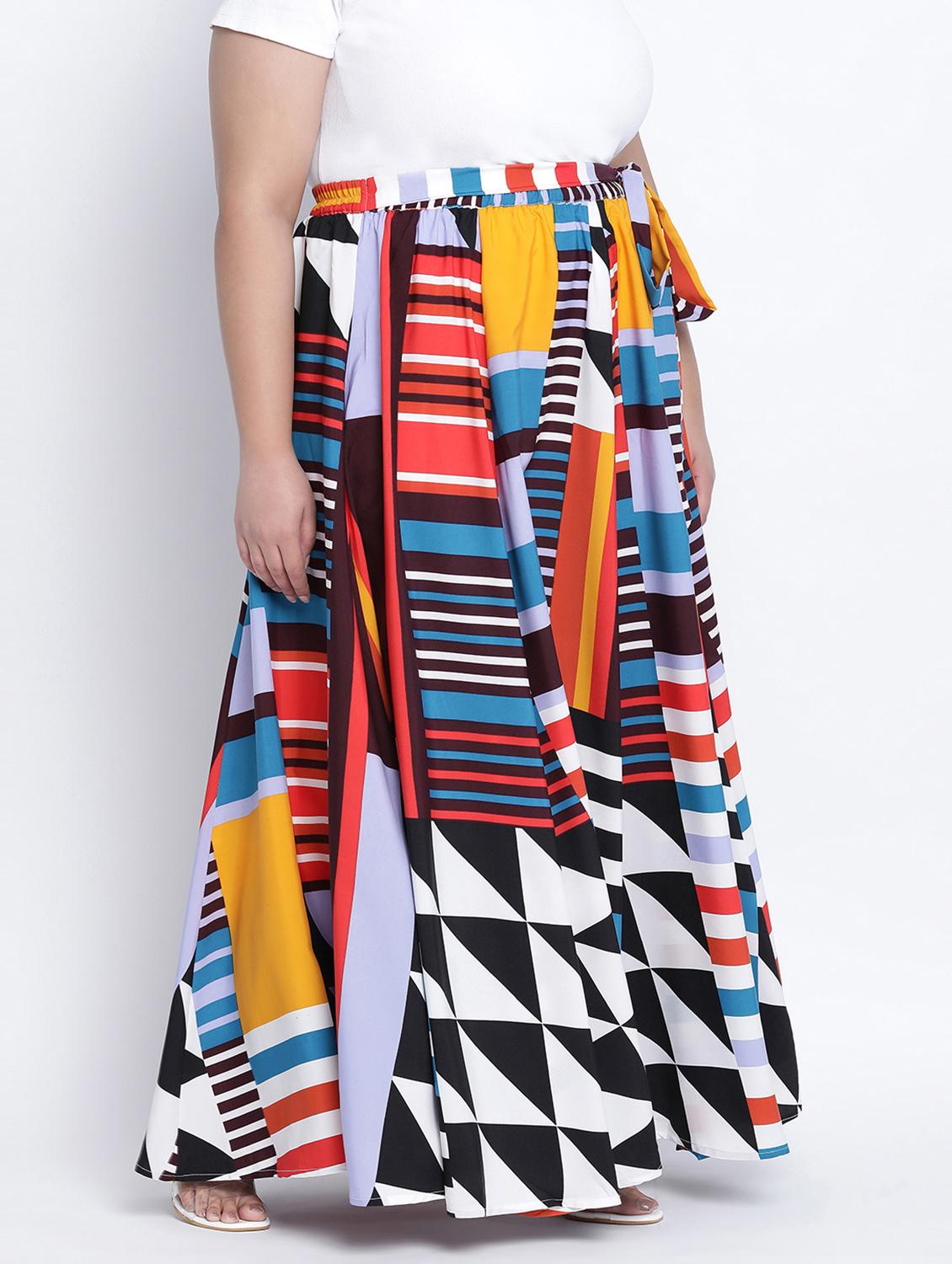 tie front printed a-line skirt - 18013241 - Zoom Image - 2