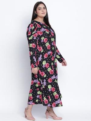 round neck printed a-line dress - 18013316 - Standard Image - 2