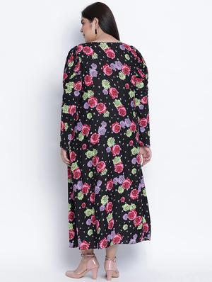 round neck printed a-line dress - 18013316 - Standard Image - 4