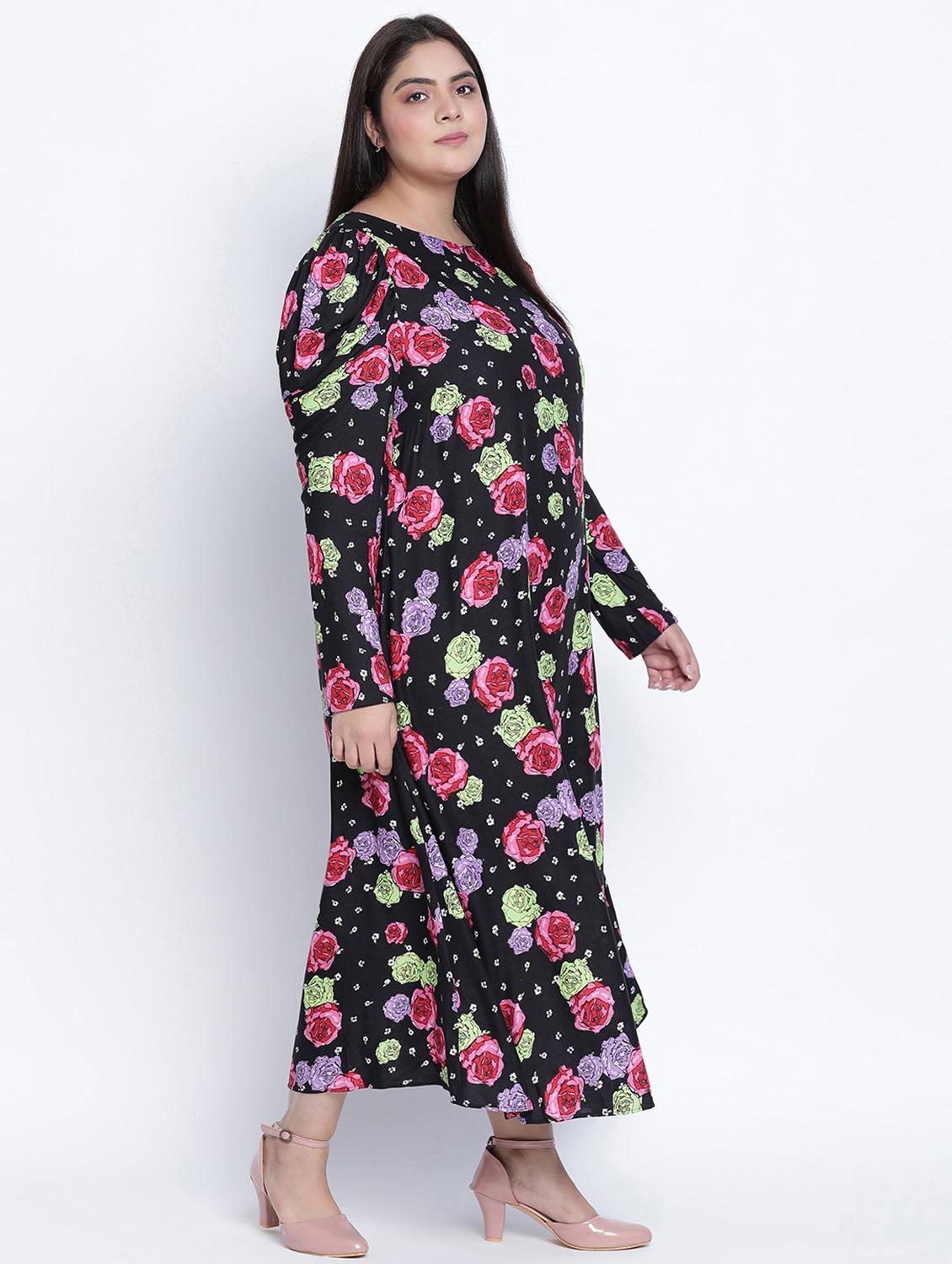 round neck printed a-line dress - 18013316 - Zoom Image - 2