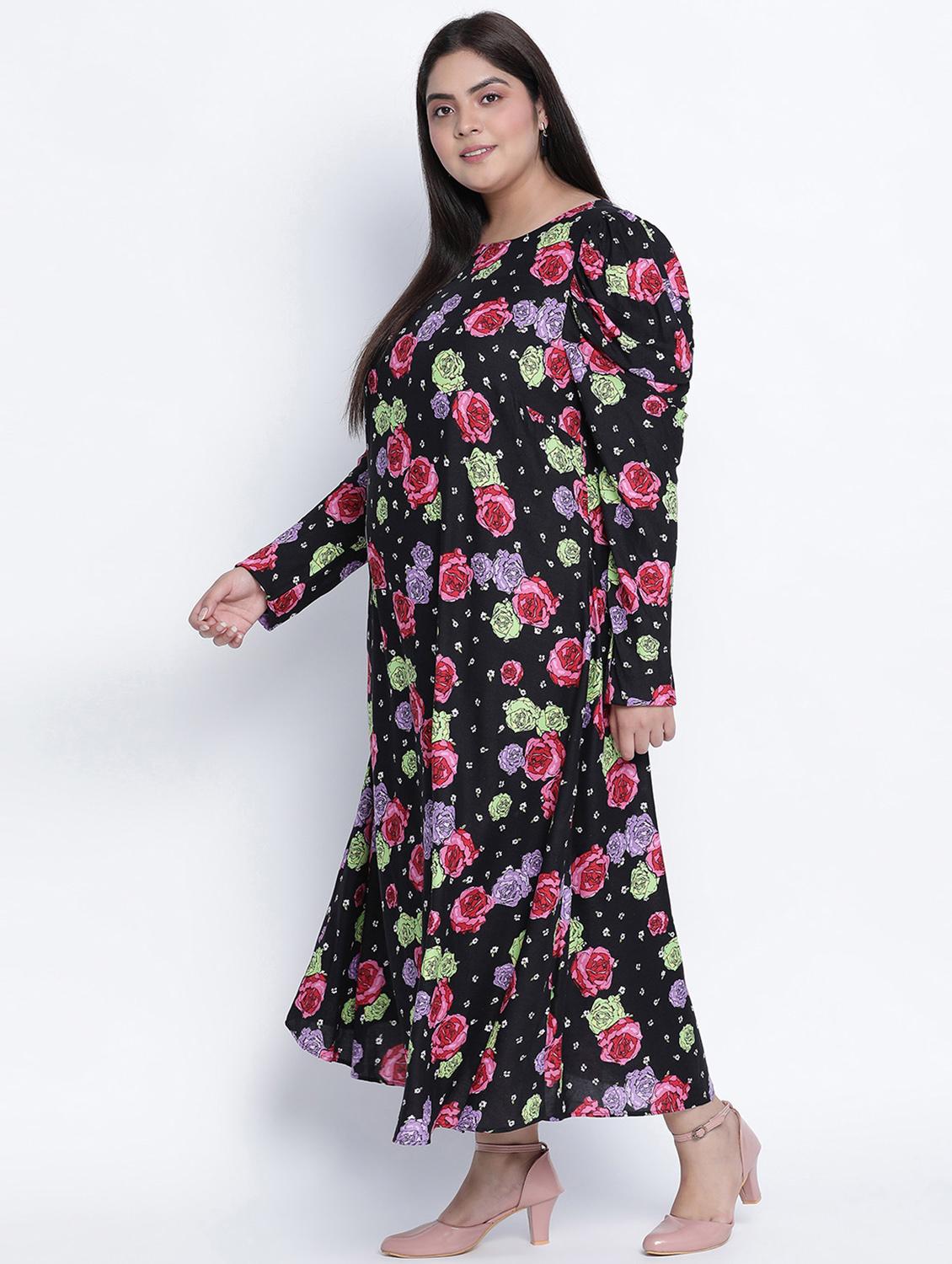 round neck printed a-line dress - 18013316 - Zoom Image - 3