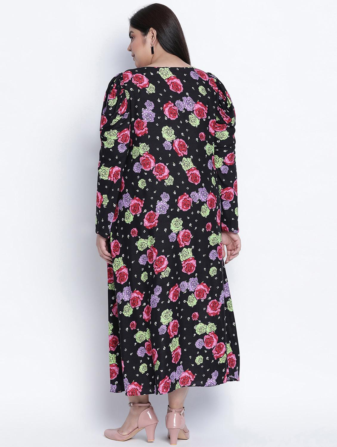 round neck printed a-line dress - 18013316 - Zoom Image - 4