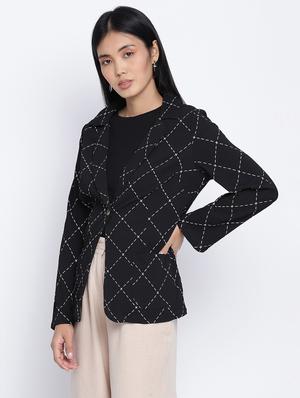 lapel neck checkered blazer - 18013333 - Standard Image - 2