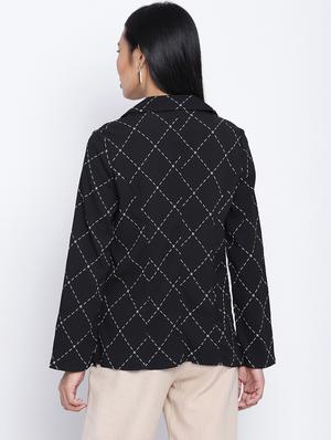 lapel neck checkered blazer - 18013333 - Standard Image - 3