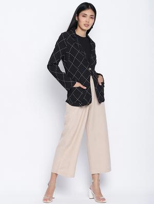 lapel neck checkered blazer - 18013333 - Standard Image - 4