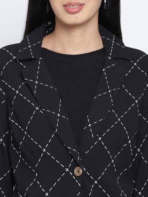 lapel neck checkered blazer - 18013333 - Standard Image - 5