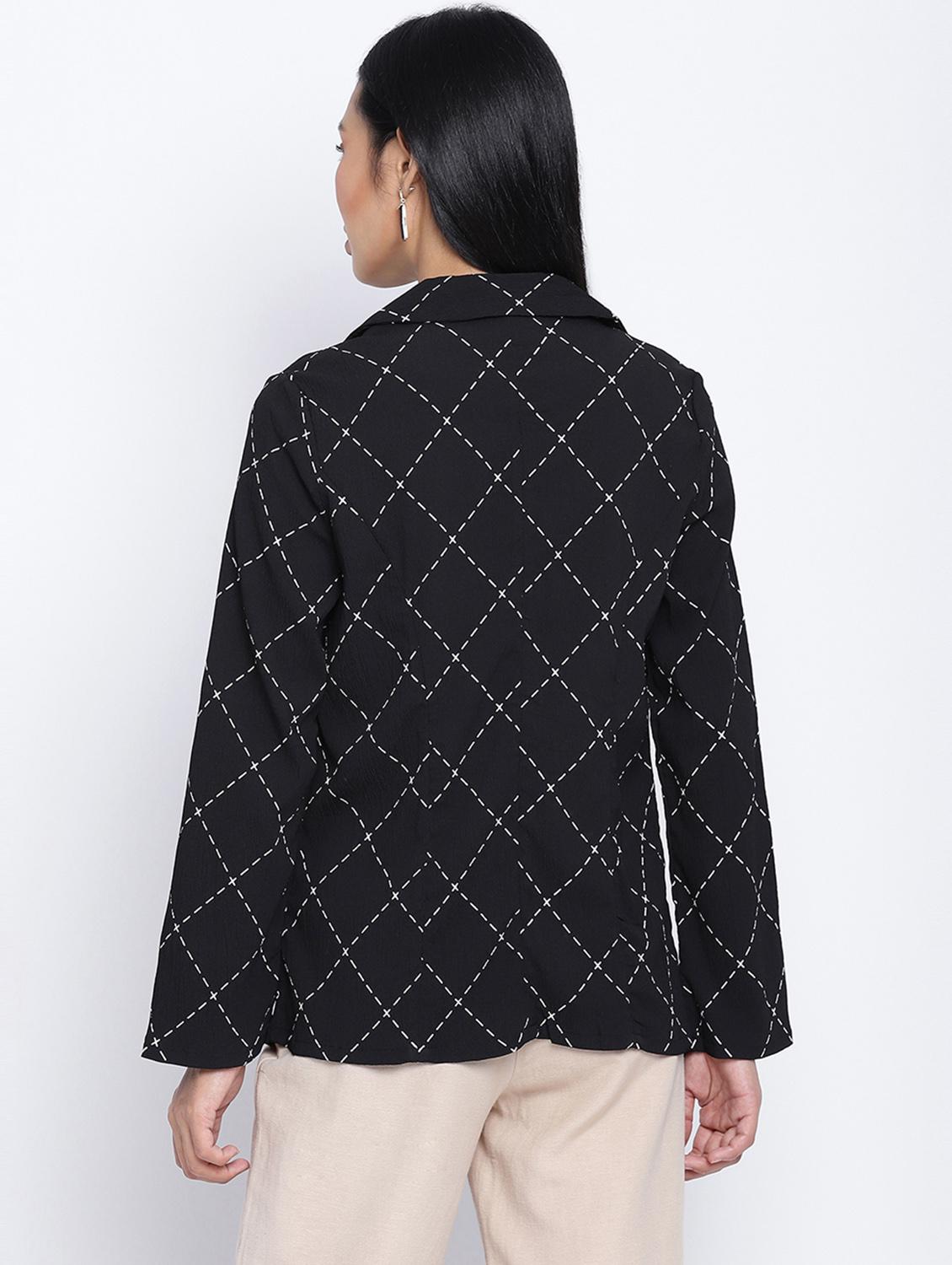 lapel neck checkered blazer - 18013333 - Zoom Image - 3
