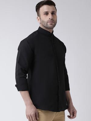 black solid casual shirt - 18013474 - Standard Image - 3