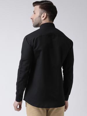 black solid casual shirt - 18013474 - Standard Image - 4