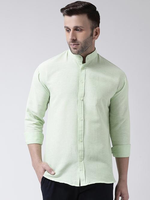 green solid casual shirt - 18013482 - Very Small Image - 1