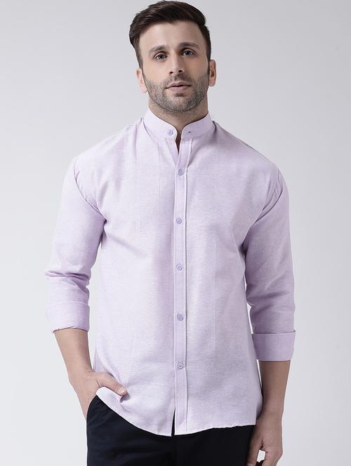 purple solid casual shirt - 18013489 - Standard Image - 1