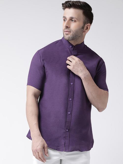 purple solid casual shirt - 18013503 - Standard Image - 1