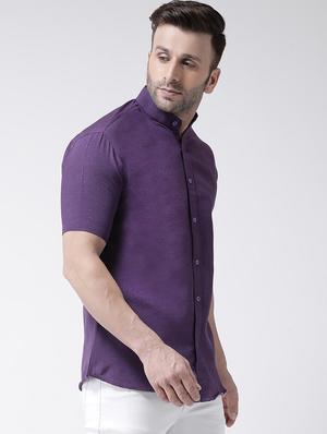 purple solid casual shirt - 18013503 - Standard Image - 3