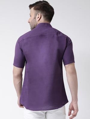 purple solid casual shirt - 18013503 - Standard Image - 4