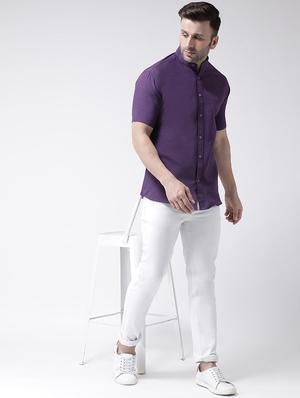 purple solid casual shirt - 18013503 - Standard Image - 5