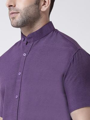 purple solid casual shirt - 18013503 - Standard Image - 6