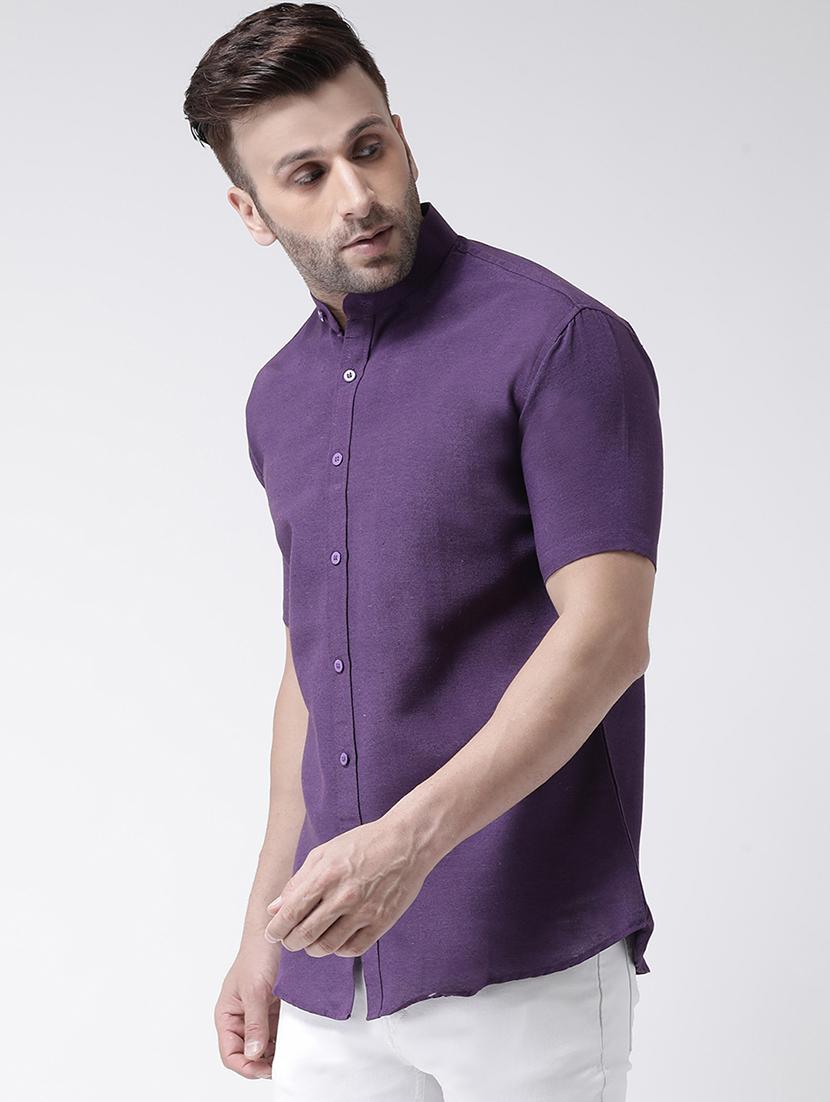 purple solid casual shirt - 18013503 - Zoom Image - 2