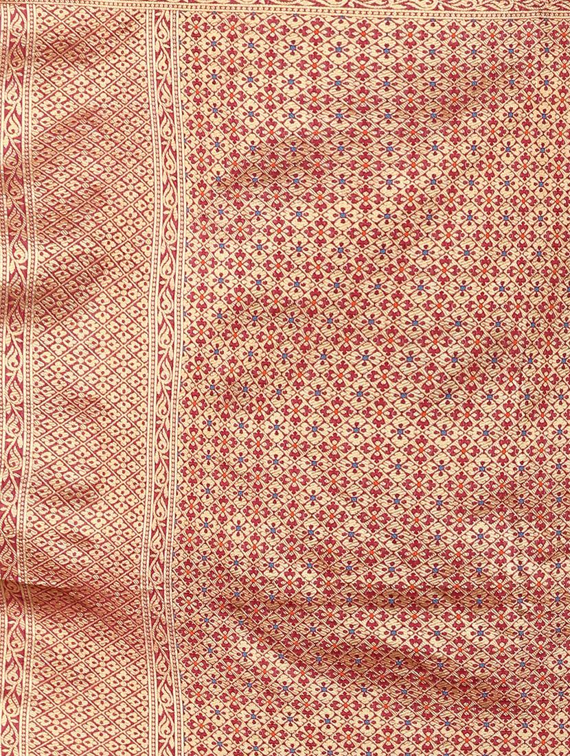 burgundy kanjivaram saree with blouse - 18013609 - Zoom Image - 5