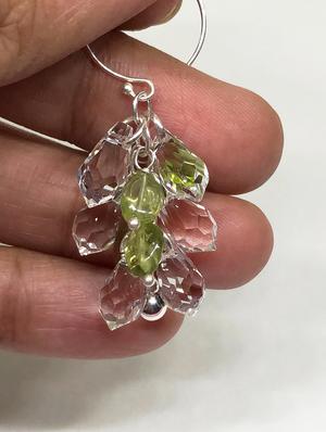 sterling silver drop earrings with peridot stone and crystals - 18013796 - Standard Image - 3