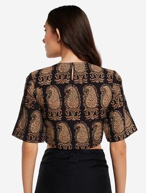 black paisley crop top - 18013835 - Standard Image - 3