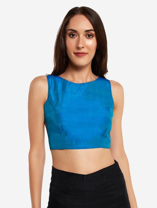 blue zari striped blouse - 18013837 - Standard Image - 1