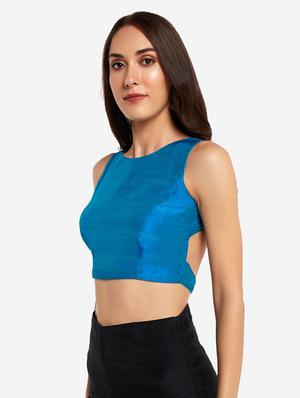 blue zari striped blouse - 18013837 - Standard Image - 2