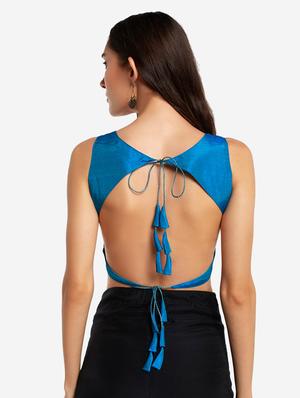 blue zari striped blouse - 18013837 - Standard Image - 3