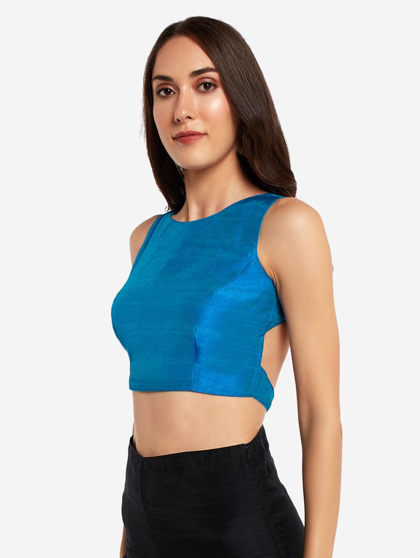 blue zari striped blouse - 18013837 - Zoom Image - 2