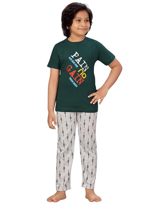 round neck printed nightwear pajama set - 18014098 - Very Small Image - 1