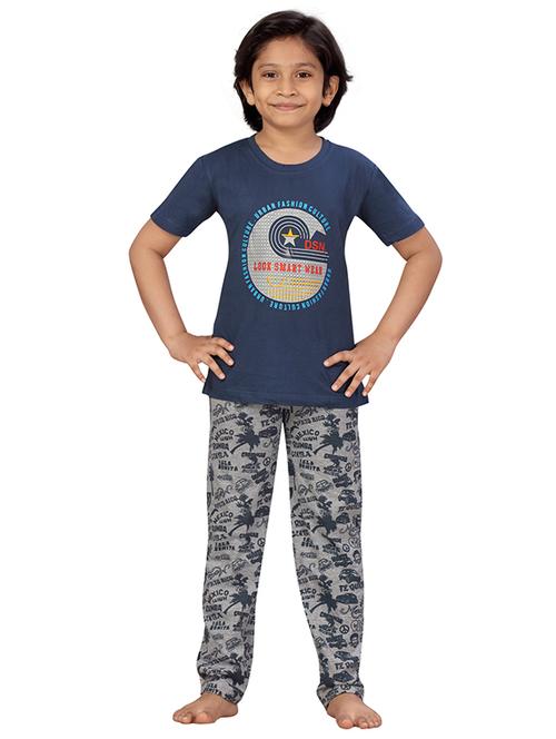 round neck printed nightwear pajama set - 18014099 - Very Small Image - 1