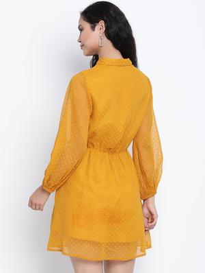 frill detail dobby a-line dress - 18014405 - Standard Image - 3
