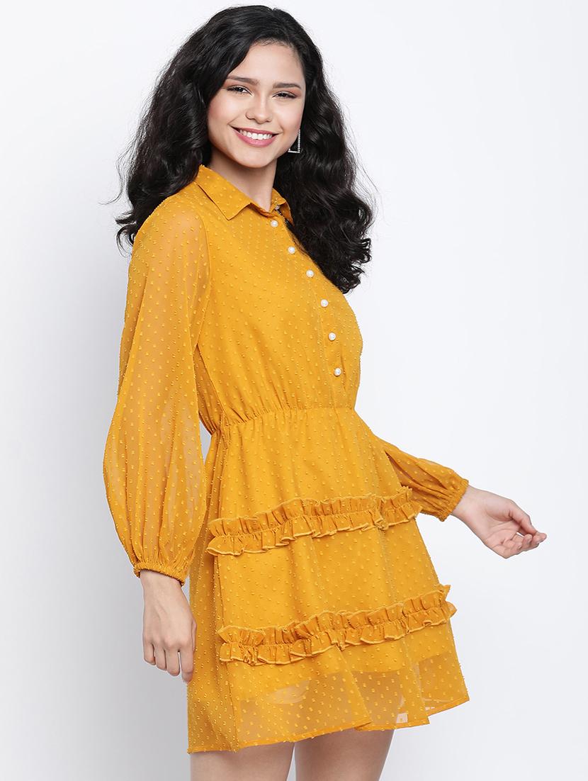 frill detail dobby a-line dress - 18014405 - Zoom Image - 2