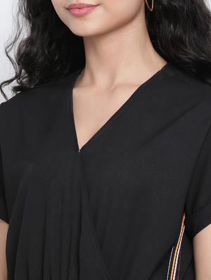 side taped v-neck romper - 18014699 - Standard Image - 5