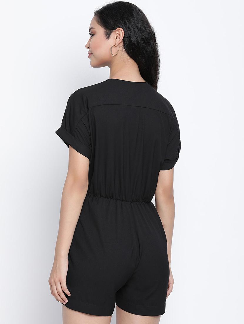 side taped v-neck romper - 18014699 - Zoom Image - 3