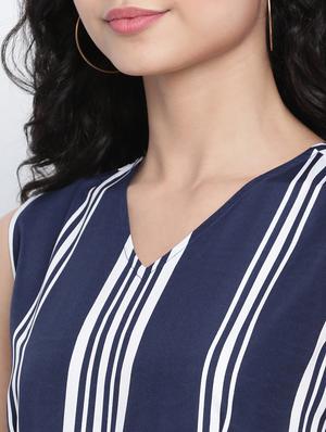 tie front striped full leg jumpsuit - 18014705 - Standard Image - 5