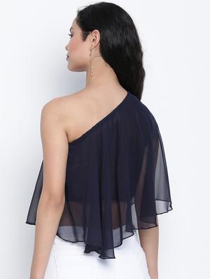 single sleeved solid crop top - 18014734 - Standard Image - 3