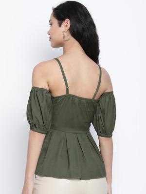 cold shoulder solid top - 18014739 - Standard Image - 3