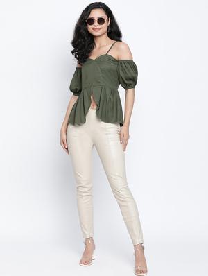 cold shoulder solid top - 18014739 - Standard Image - 4