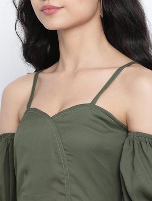 cold shoulder solid top - 18014739 - Standard Image - 5
