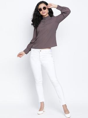 mandarin neck solid top - 18014740 - Standard Image - 4