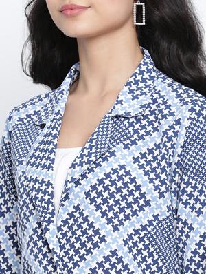 lapel neck printed top - 18014744 - Standard Image - 5