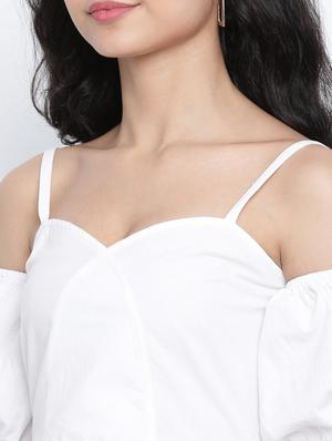 cold shoulder solid top - 18014746 - Standard Image - 5