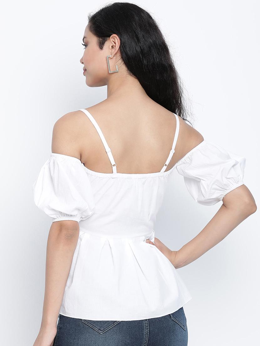 cold shoulder solid top - 18014746 - Zoom Image - 3
