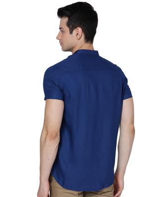 blue solid casual shirt - 18014895 - Standard Image - 3