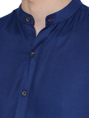 blue solid casual shirt - 18014895 - Standard Image - 5