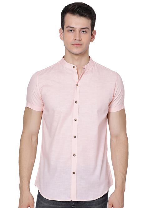 pink solid casual shirt - 18014901 - Standard Image - 1