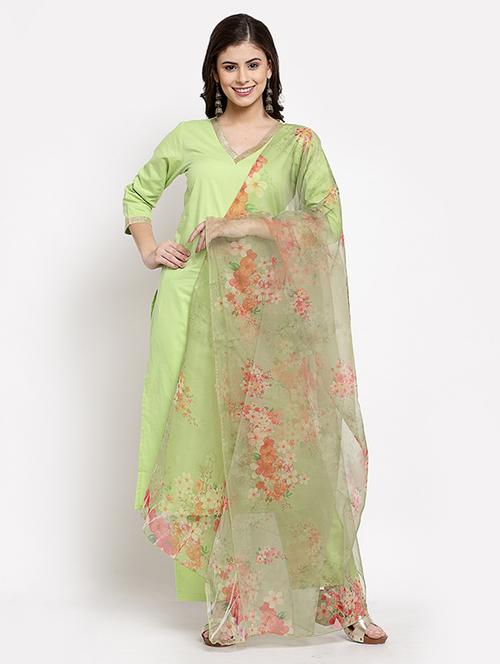 green cotton kurta pant set - 18015094 - Standard Image - 1