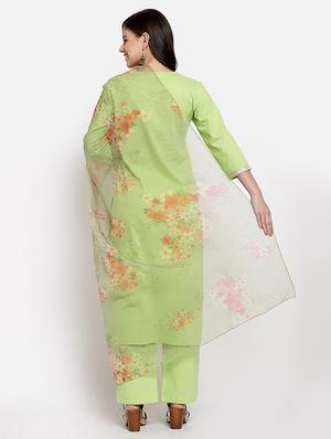 green cotton kurta pant set - 18015094 - Standard Image - 3