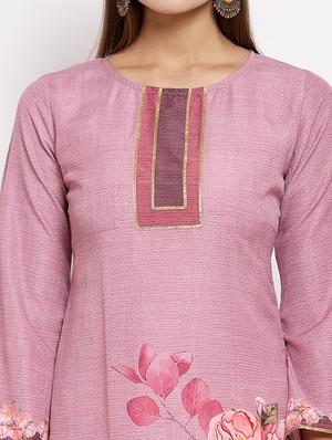 pink cotton straight kurta - 18015313 - Standard Image - 4